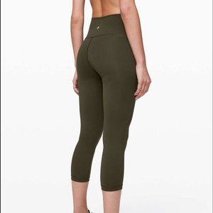 Lululemon Wunder Train High-Rise Crop 21" (Luxtreme fabric, dark olive)